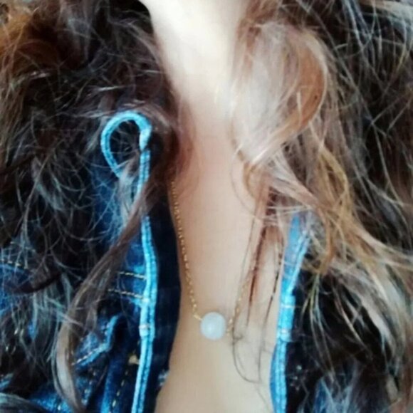 Gold moonstone sphere worry stone necklace - Picture 1 of 1